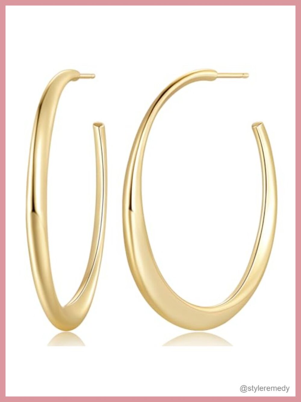 14k Gold Plated Hoop Earrings Women 34.8mm Minimalist Statement